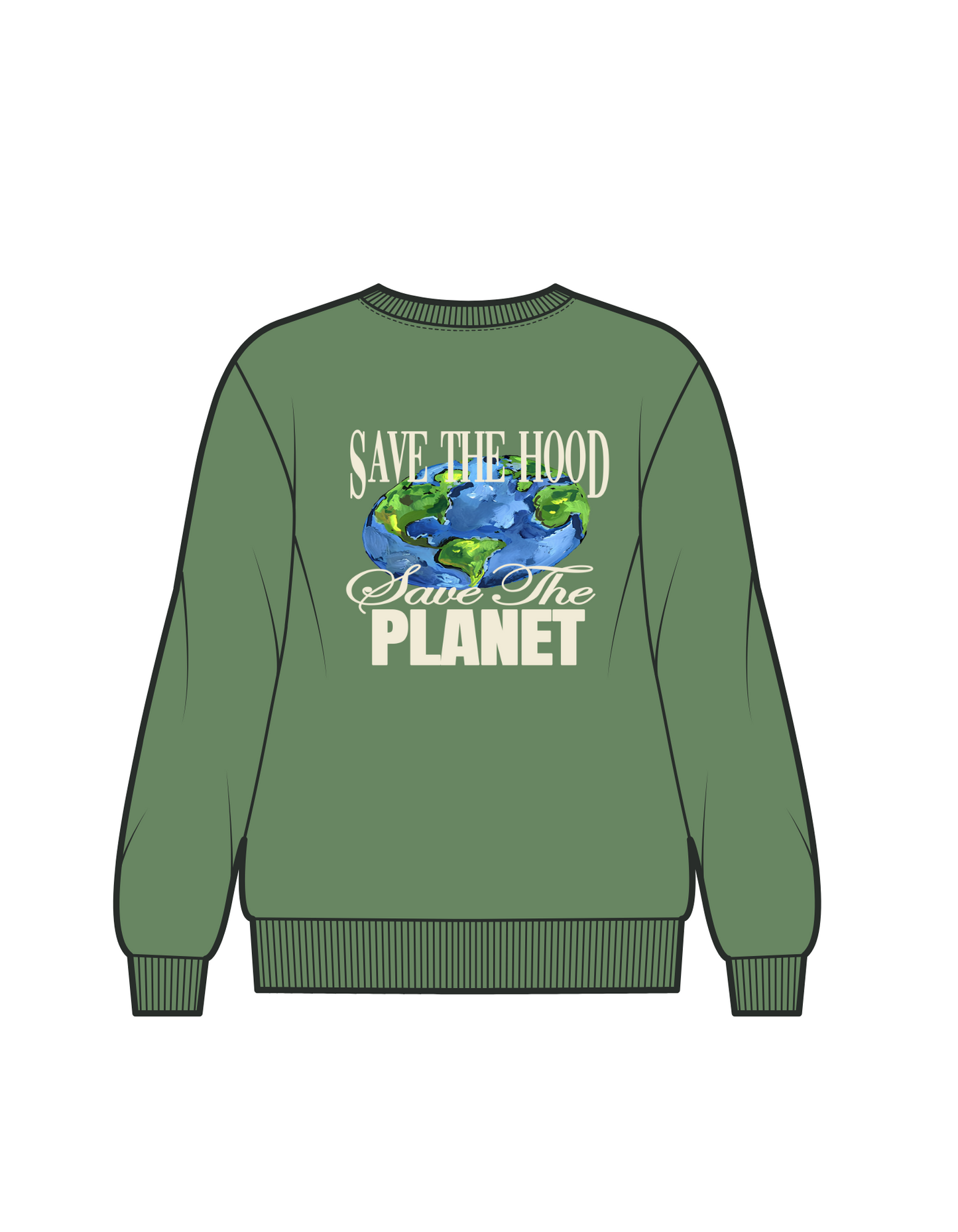 Make The Hood Great Again "Save The Hood" Crewneck - Olive Green